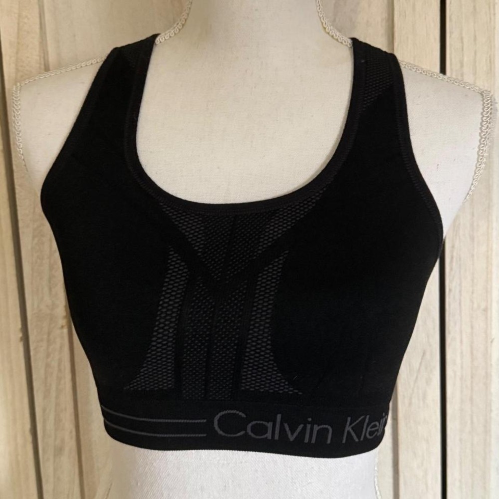 Calvin Klein Performance Womens Reversible Racerback Sports Bras Black Grey XS/S - Picture 4 of 5
